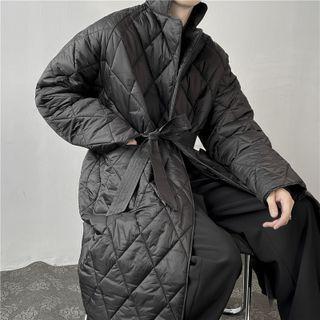 Quilted Tie-waist Long Coat