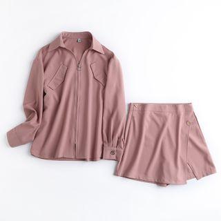 Plain Zip Shirt / A-line Skort