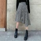 Asymmetrical Plaid Midi A-line Skirt Skirt - Plaid - One Size