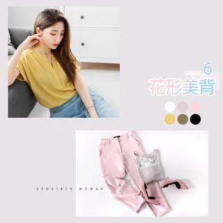 Crochet Back Popover Blouse