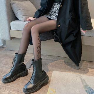 Print Sheer Tights Black - One Size