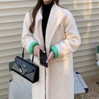 Faux Shearling Long Coat White - One Size