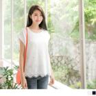 Short-sleeve Panel Lace Top