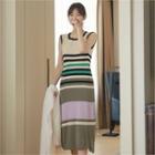 Sleeveless Multi-stripe Knit Dress