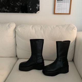 Zip-detail Platform-heel Boots