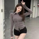 Long-sleeve Shirred Shirt / Hot Pants