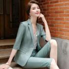 Set: Single Breasted Blazer + Capri Dress Pants