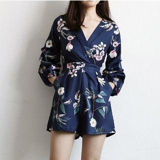 Floral Print Puff-sleeve Playsuit