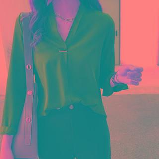 V-neck Plain Work Blouse