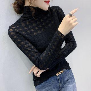 Set: Mock-neck Lace Top + Bandeau
