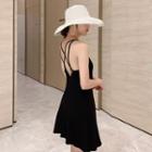 Strappy-back Plain Mini A-line Dress