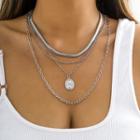 Set: Embossed Pendant Alloy Necklace + Alloy Necklace + Alloy Choker