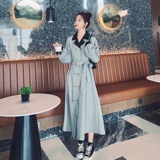 Double Breasted Tie-waist Long-sleeve Coat Dress