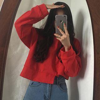 Asymmetric-hem Cropped Pullover