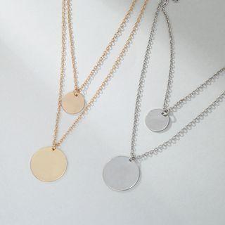 Polished Disc Pendant Layered Necklace