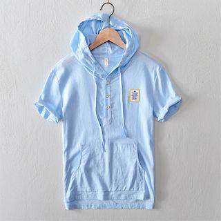 Short-sleeve Half Button Hoodie