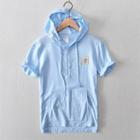 Short-sleeve Half Button Hoodie