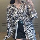 Long-sleeve Zebra Print Shirt As Shown In Figure - One Size