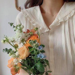 Sailor-collar Pintuck Blouse