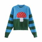 Color Block Mushroom Jacquard Sweater