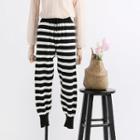 Striped Knit Harem Pants Black - One Size