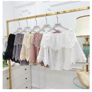 Off-shoulder Lace 3/4-sleeve Top