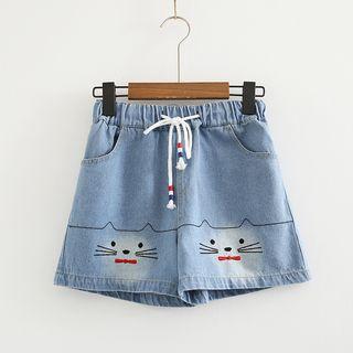 Cat Denim Shorts