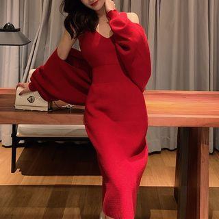 Set: Knit Jacket + Knit Midi Dress