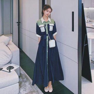 Color Panel Shirtdress