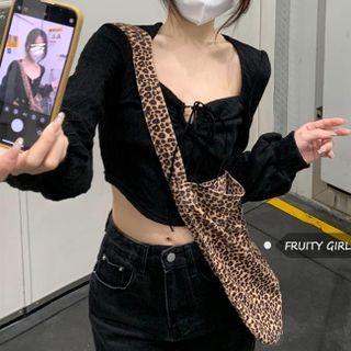 Strappy Cropped Blouse Black - One Size