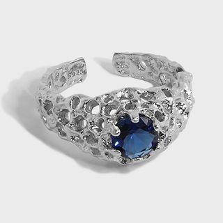 Rhinestone Open Ring Silver - Size 12