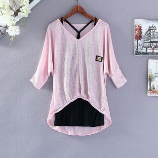 Set: Plain 3/4 Sleeve Top + Camisole Top