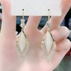 Rhinestone Cat Eye Stone Rhombus Dangle Earring 1 Pair - Gold - One Size