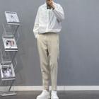 Long-sleeve Striped Shirt / Plain Dress Pants
