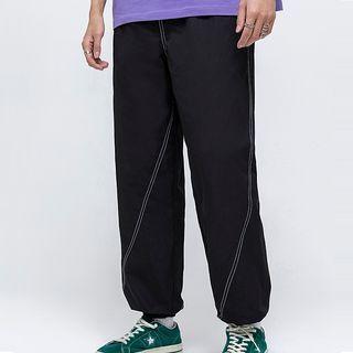 Contrast Stitching Wide Leg Jogger Pants