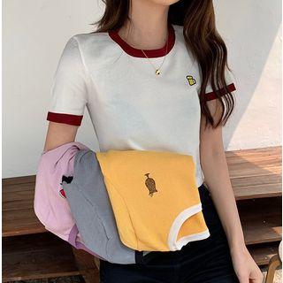 Color Block Cropped Short-sleeve T-shirt