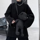 Set: Mock-neck Fleece Sweatshirt + Crossbody Bear Plush