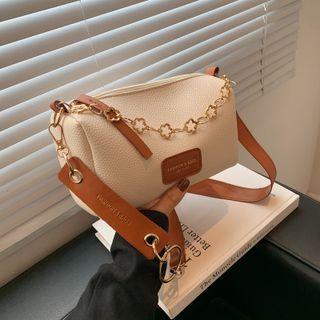 Faux Leather Floral Chain Crossbody Bag