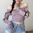 Long-sleeve Bow Detail T-shirt