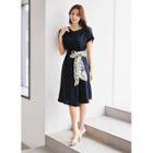 Cao-sleeve Scarf Tie-waist Dress