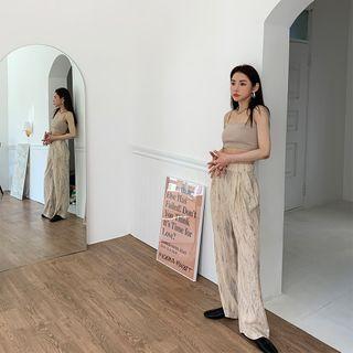 Pleated-front Patterned Pants
