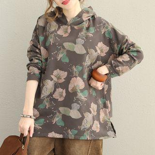 Floral Hoodie Coffee - One Size