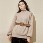 High-neck Oversized Wool Blend Sweater
