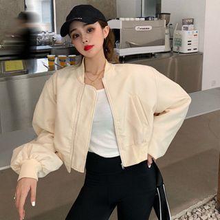 Loose Fit Plain Zipped Jacket