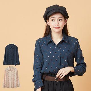 Triangle Print Long Sleeve Blouse