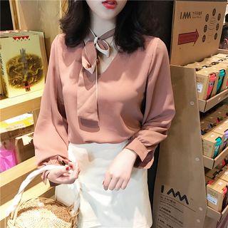 Tie-neck V-neck Blouse