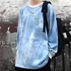 Long-sleeve Tie-dye Chain Accent T-shirt