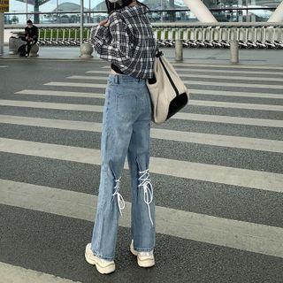 Lace-up Back Bootcut Jeans