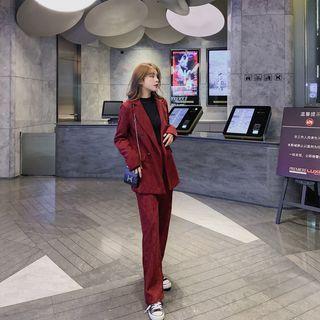 Set: Double-breasted Corduroy Blazer + Dress Pants