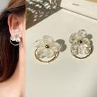 Transparent Flower Earring 1 Pair - Transparent & Gold - One Size